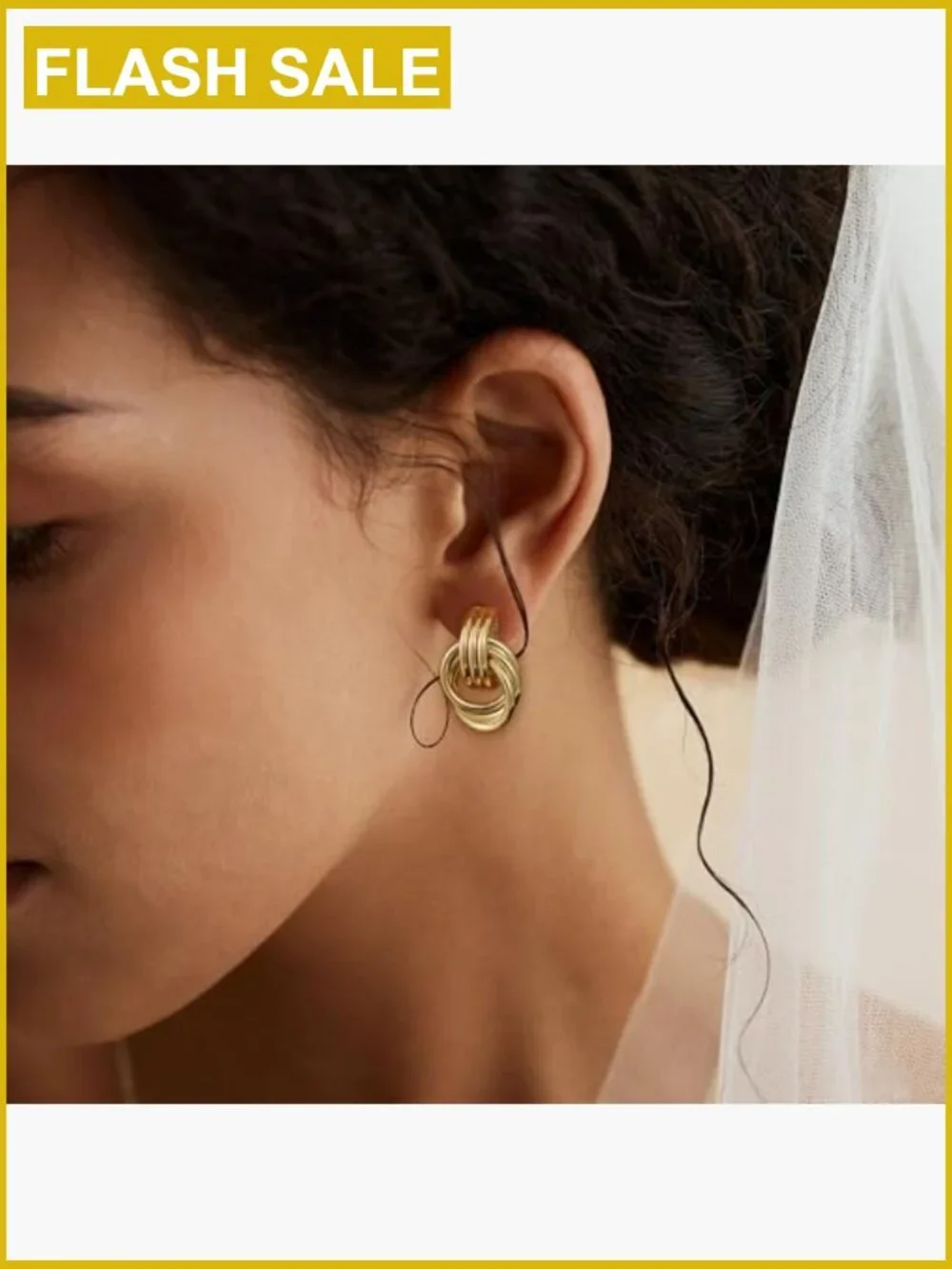 Gold Plated Knot Drop Dangle Earrings Lightweight Hypoallergenic Statement